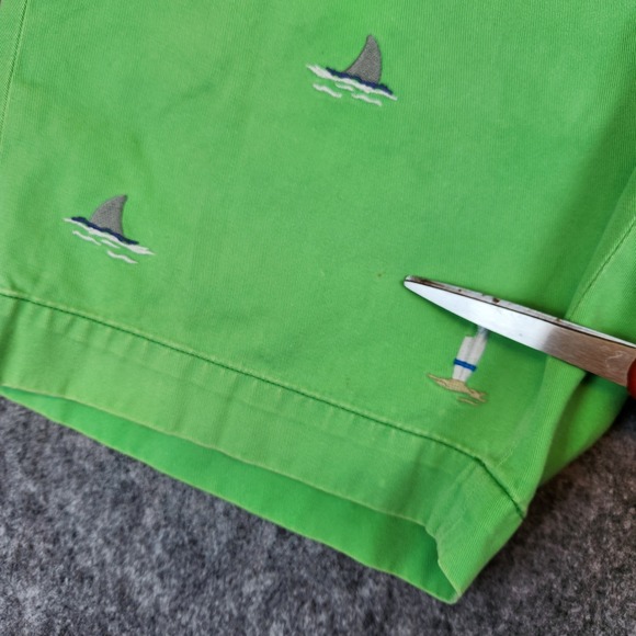 Polo Ralph Lauren Bedford Chino Shorts Men 35 Green Shark Sailboat Embroidered - Picture 5 of 14